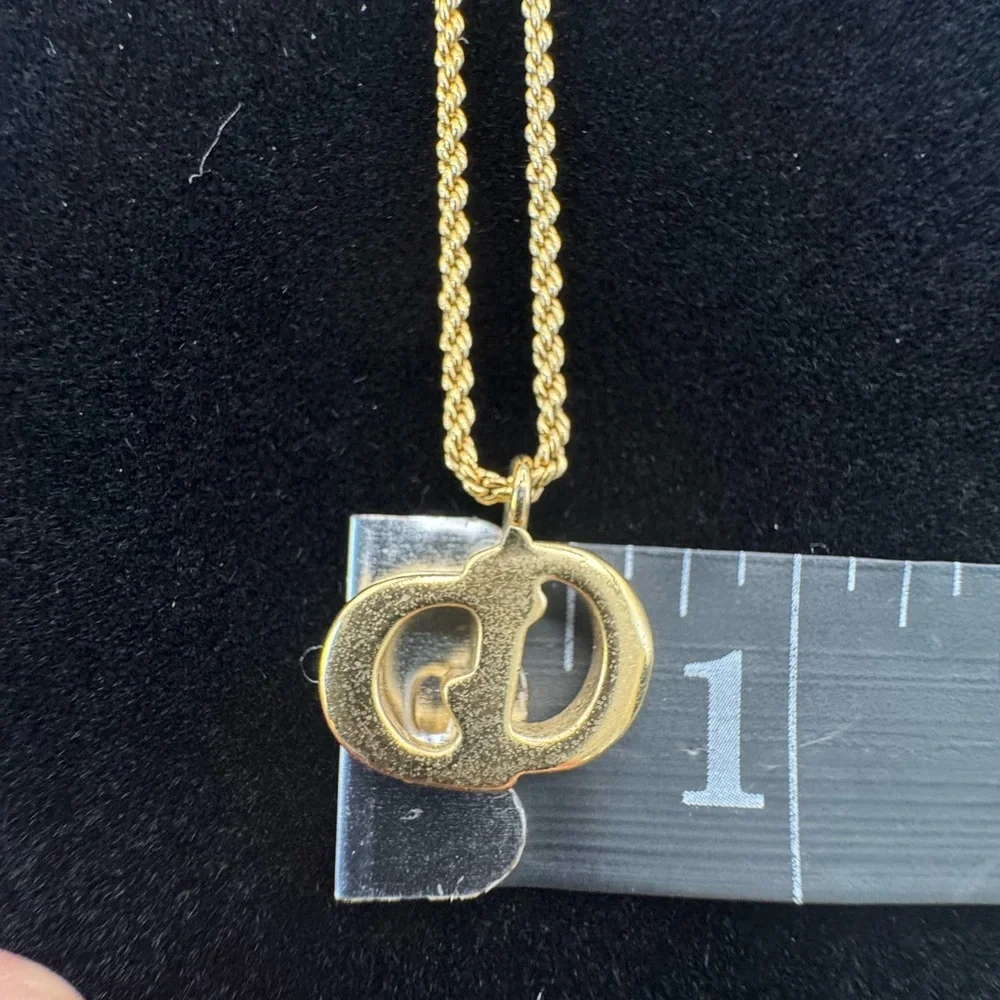 Vintage Christian Dior CD Logo Necklace – Gold-Tone Rope Chain – Made in Germany - Picture 9 of 9